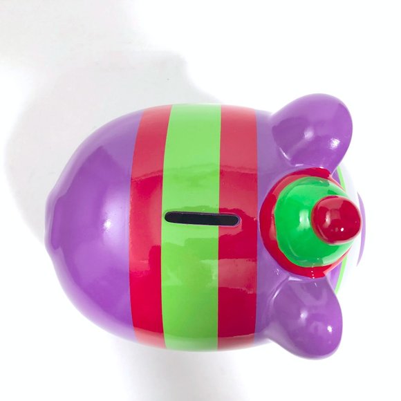 EUC Purple Green Red Piggy Coin Bank 7.75x7x6 inches - Picture 8 of 8